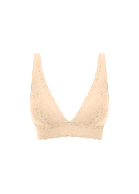 Halo Lace Non Padded Wired Half Cup Lace Everyday Comfort Bra - Beige